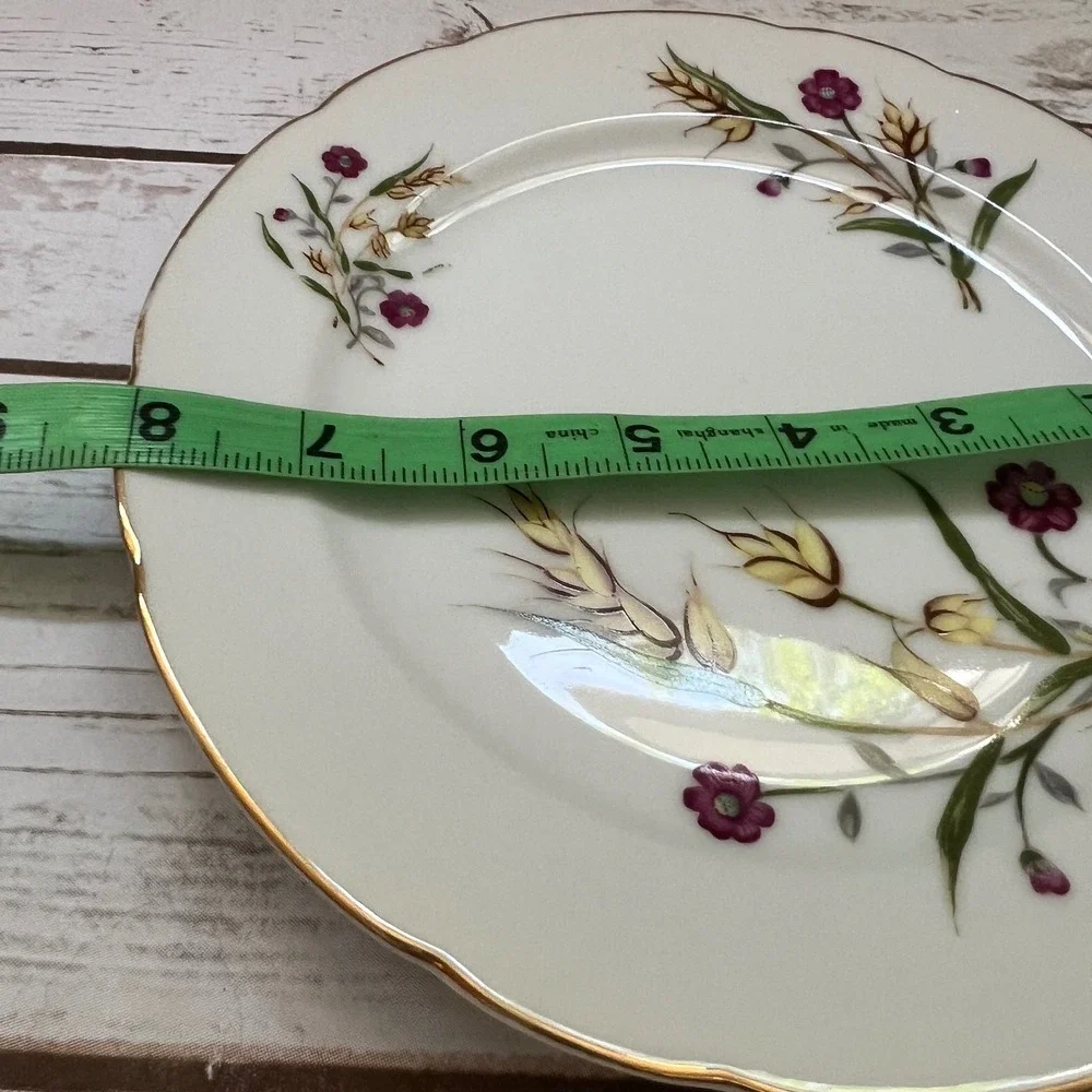 Yamaka‎ China Bowl and Plate Set White Gold Wheat Floral Japan MCM 3pc Set
